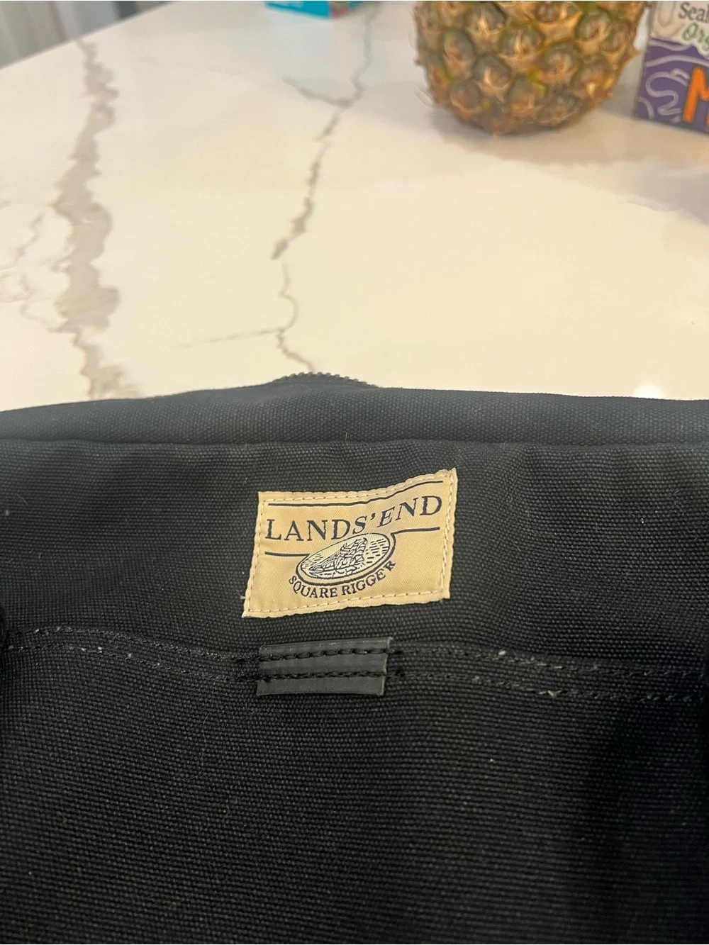 EUC Vintage Lands' End Square Rigger Black Canvas Messenger Bag